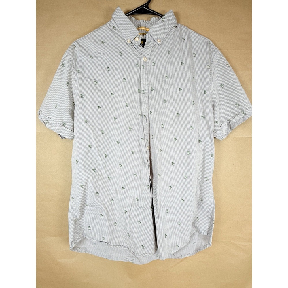 Denim & Flower Ricky Singh Slim Fit L Light Blue Short Sleeve Palm Shirt